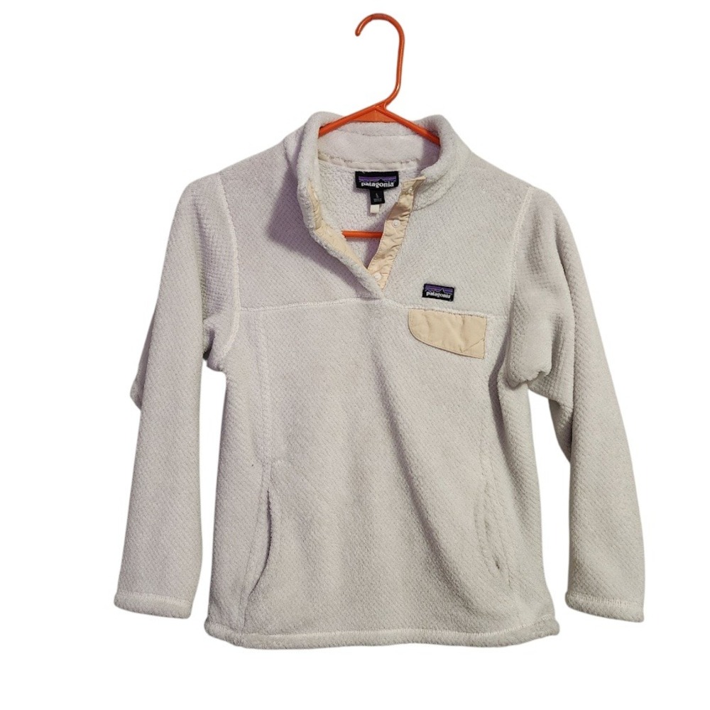 PATAGONIA Girl's Re-Tool Snap-T Fleece Pullover Cream Cozy size L‎